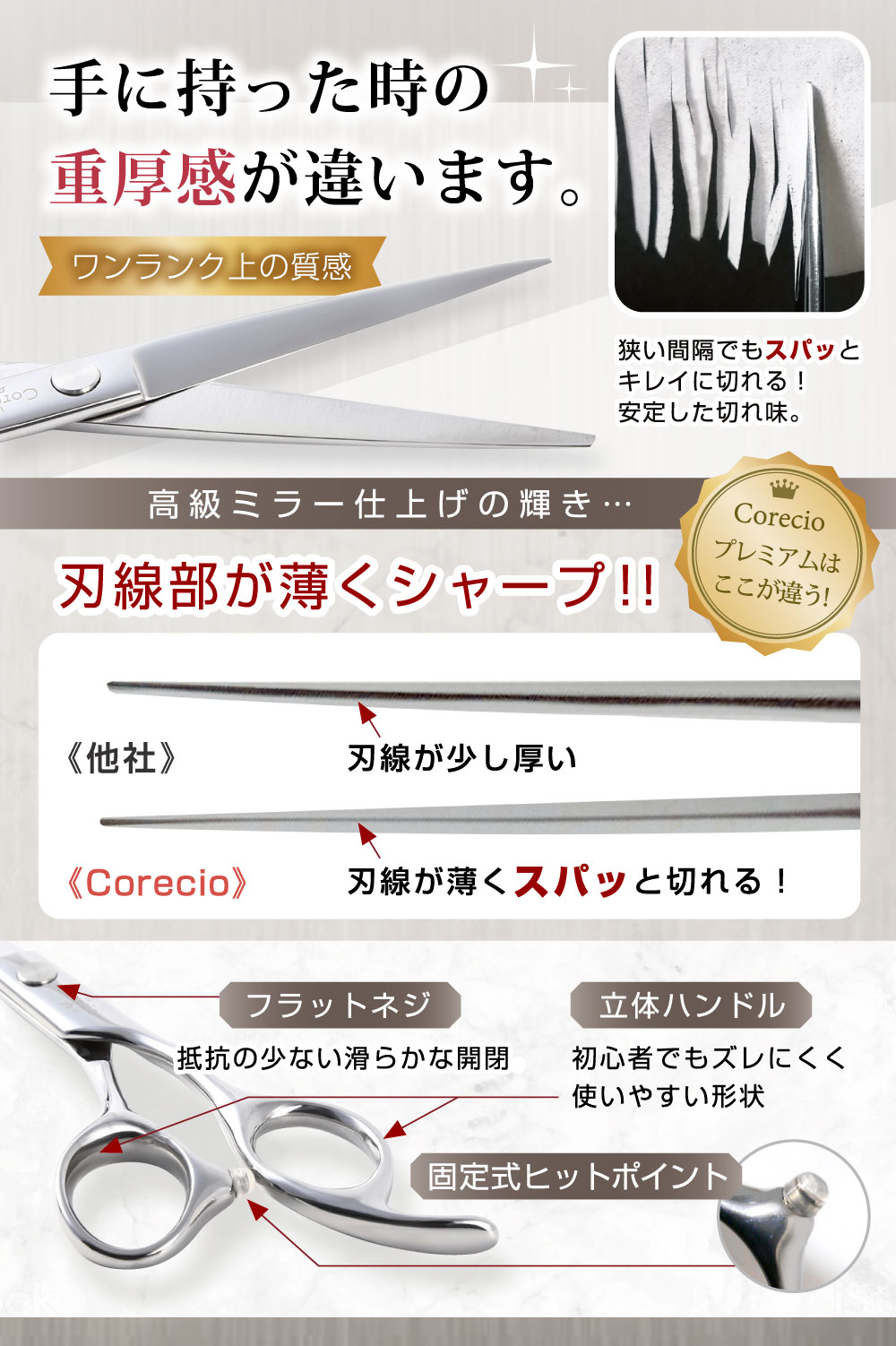 ☆ 散髪 Corecio はさみ 調整してお届け ステンレ ット すきバサミ 8